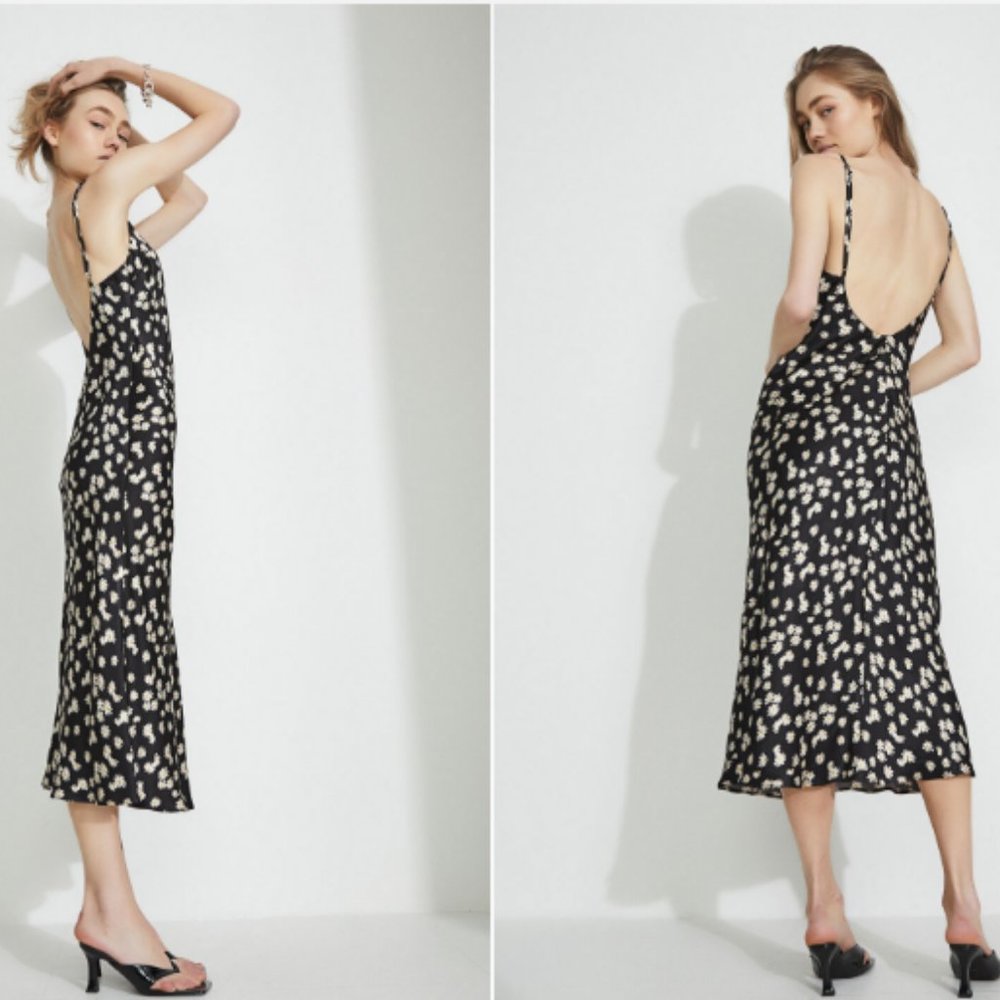 Bardot DAISY SLIP DRESS IN BLK DAISY, Size 4